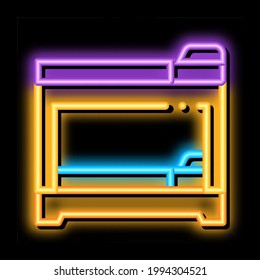 Vector de señal de luz de neón del tiempo de duelo de la cama de Bunk. Icono brillante Bunk Bed Bed Sleeping Time sign. ilustración de símbolo transparente