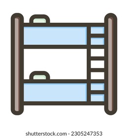 Bunk Bed Thick Line Filled Colors For Personal And Commercial Use.
