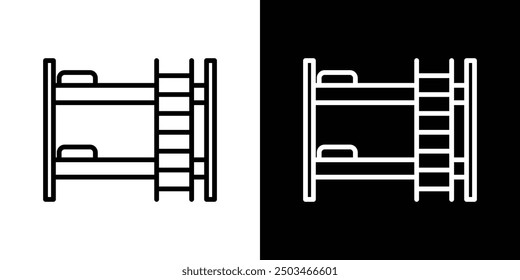 Bunk bed thin line vector icon set.