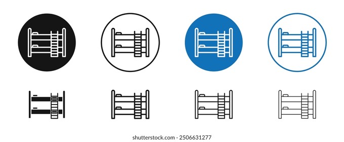 Bunk bed vector icon in black and blue colors