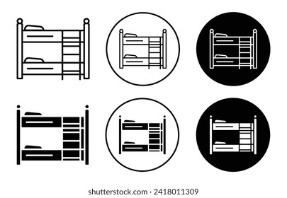 Bunk bed vector icon set collection. Bunk bed Outline flat Icon.