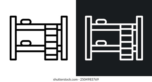 Bunk bed vector icon set black and white filled and outlined style.