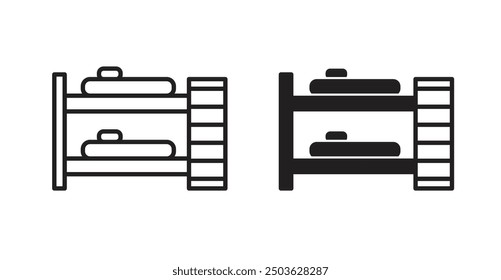 Bunk bed vector icon in solid and outline style