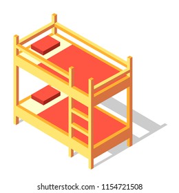 Bunk bed vector illustration in isometric design