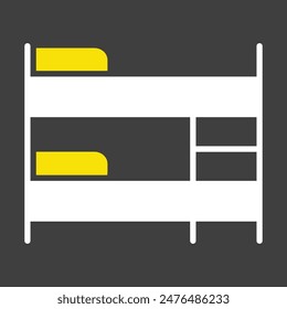 Bunk bed vector on dark background icon. Graph symbol for furniture, web site and apps design, logo, app, UI