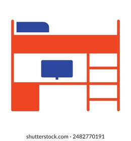 Bunk bed with workspace vector icon. Graph symbol for furniture, web site and apps design, logo, app, UI