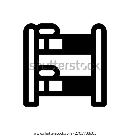 Bunk beds. Outlined stroke vector icon with black-filled details.