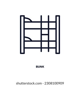 bunk icon. Thin line bunk icon from hotel and restaurant collection. Outline vector isolated on white background. Editable bunk symbol can be used web and mobile