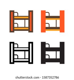 Bunk logo icon design in four style. Line, Glyph, Flat and Color Line style