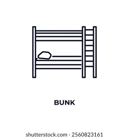 bunk outline icon. Linear vector from hotel concept. Thin line bunk icon isolated on white background