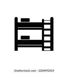 Bunkbed icon in black flat glyph, filled style isolated on white background