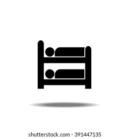 Bunkbed With People Sleeping Icon Vector Illustration
