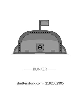 Bunker for hiding from atomic bomb, black icon on white background.