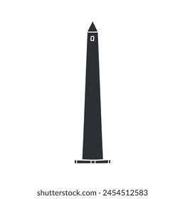 Bunker Hill Monument Icon Silhouette Illustration. Boston Obelisk Vector Graphic Pictogram Symbol Clip Art. Doodle Sketch Black Sign.