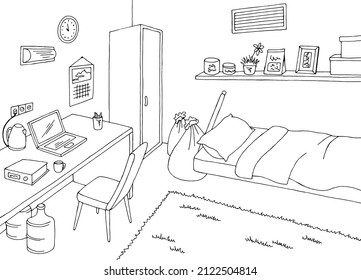 Bunker interior graphic black white sketch illustration vector