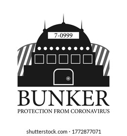 Logo de Bunker para su diseño sobre fondo blanco aislado, concepto de protección contra el coronavirus en un búnker, ilustración vectorial