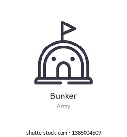 bunker outline icon. isolated line vector illustration from army collection. editable thin stroke bunker icon on white background