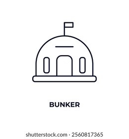 bunker outline icon. Linear vector from army and military concept. Thin line bunker icon isolated on white background