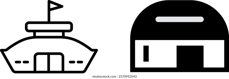 "Bunker Vector Icon Set – Shelter and Military Defense Symbols"