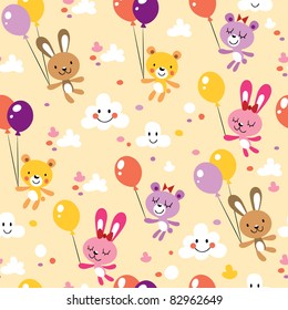 bunnies and bears cute seamless pattern