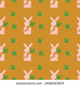Bunnies and Carrots Seamless Vector Pattern Design
