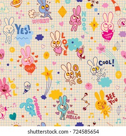 bunnies cartoon seamless pattern