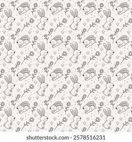 Bunnies Cartoonish or realistic designs pattern design. Bunnies Cartoonish or realistic designs pattern design. 