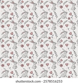 Bunnies Cartoonish or realistic designs pattern design. Bunnies Cartoonish or realistic designs pattern design. 