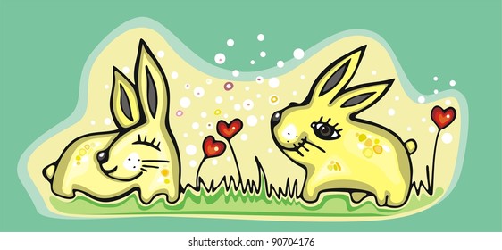 bunnies with hearts