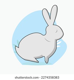 Bunnies are isolated on a white background. happy cute isolated rabbit.