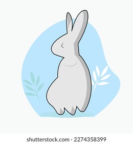 Bunnies are isolated on a white background. happy cute isolated rabbit.