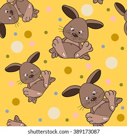 Bunnies in love seamless pattern. Seamless pattern with cute white little rabbits. Seamless pattern with cute bunny. Background for kids. Lovely rabbits. Vector