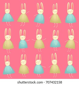 Bunnies on a pink background