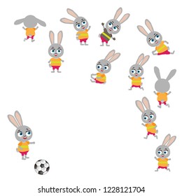 Bunnies play soccer score up to ten