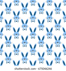 bunnies seamless pattern for textiles on a white background