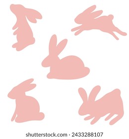 Bunnies set flat design rabbits springtime