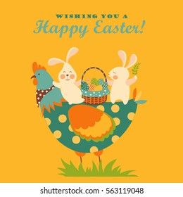 Bunnies,chicken and easter eggs