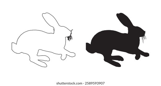 Bunny in Action Silhouette - Smooth Running Rabbit Vector
