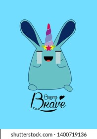 bunny with affected face cute design illustration for kid t-shirt
