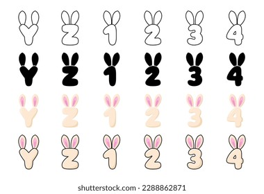 Bunny alphabet in cartoon style