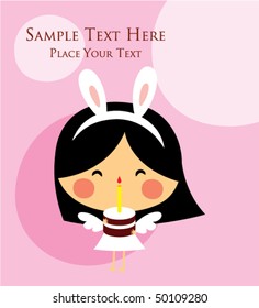 bunny angel birthday greeting