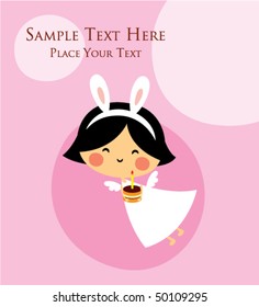 bunny angel birthday greeting