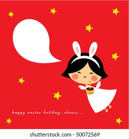 bunny angel birthday greeting tag