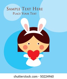 bunny angel valentine greeting tag