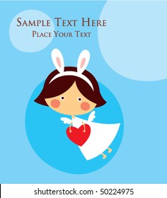 bunny angel valentine greeting tag
