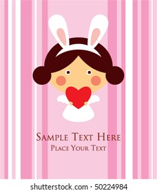 bunny angel valentine greeting tag