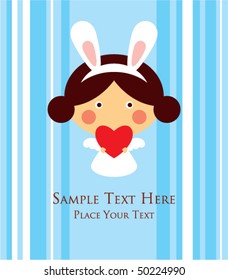 bunny angel valentine greeting tag