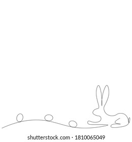 Bunny animal line drawing, vector illustration
