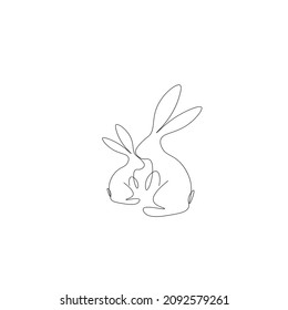 Bunny animals silhouette on white background vector illustration