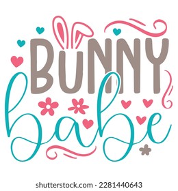 Bunny Babe Boho Retro Style Happy Easter SVG And T-shirt Design, Easter SVG Quotes Design t shirt design, Vector EPS Editable Files, can you download this Design Bundle